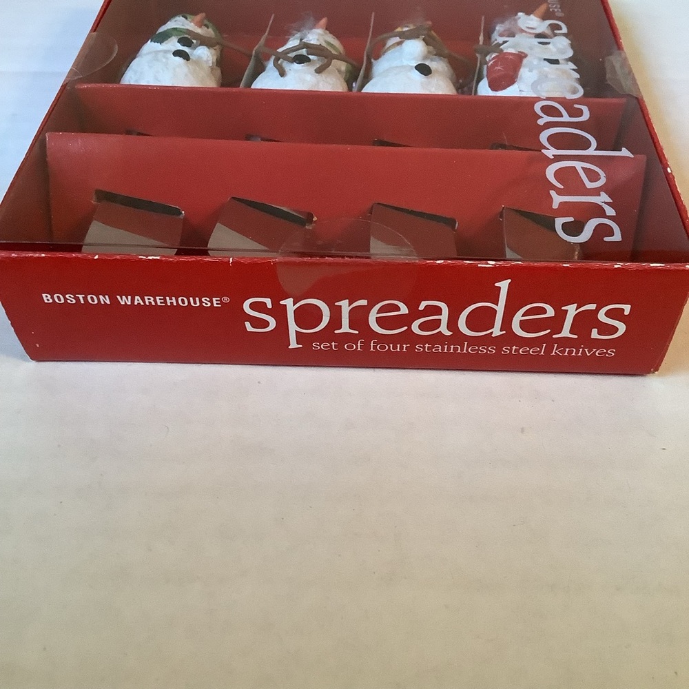Boston Warehouse Spreaders Snow Much Fun Snowmen Set Of 4 New - Picture 8 of 8